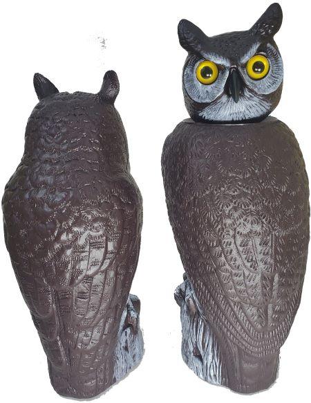 Scare Owls Combo Bundle, 2-Pack, Rotating Head & Great Horned Natural Enemy Scarecrow Kit, by Dalen Products - Image 4