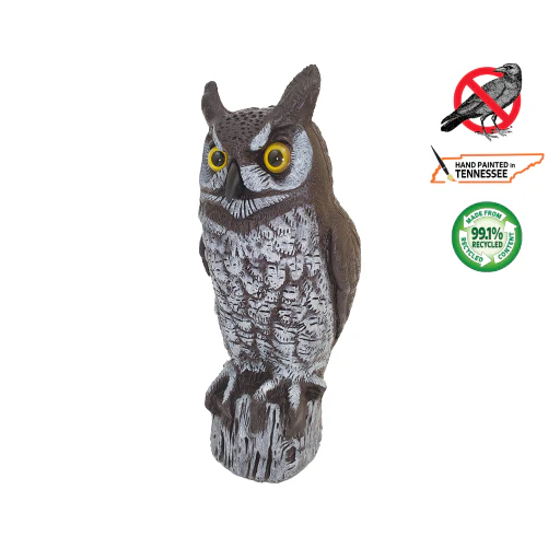 Great Horned Owl Decoy, 16", Lifelike Hand-Painted Stationary Scarecrow Bird, by Dalen Products - Image 13