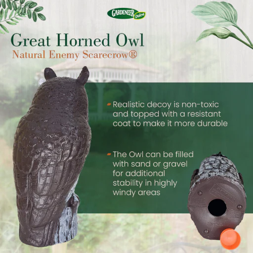 Great Horned Owl Decoy, 16", Lifelike Hand-Painted Stationary Scarecrow Bird, by Dalen Products - Image 14