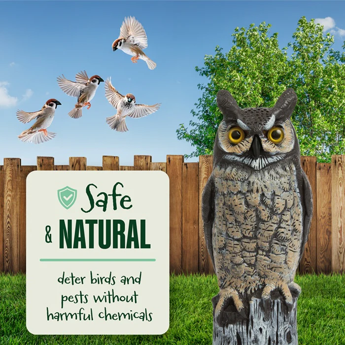 Great Horned Owl Decoy, 16", Lifelike Hand-Painted Stationary Scarecrow Bird, by Dalen Products - Image 2