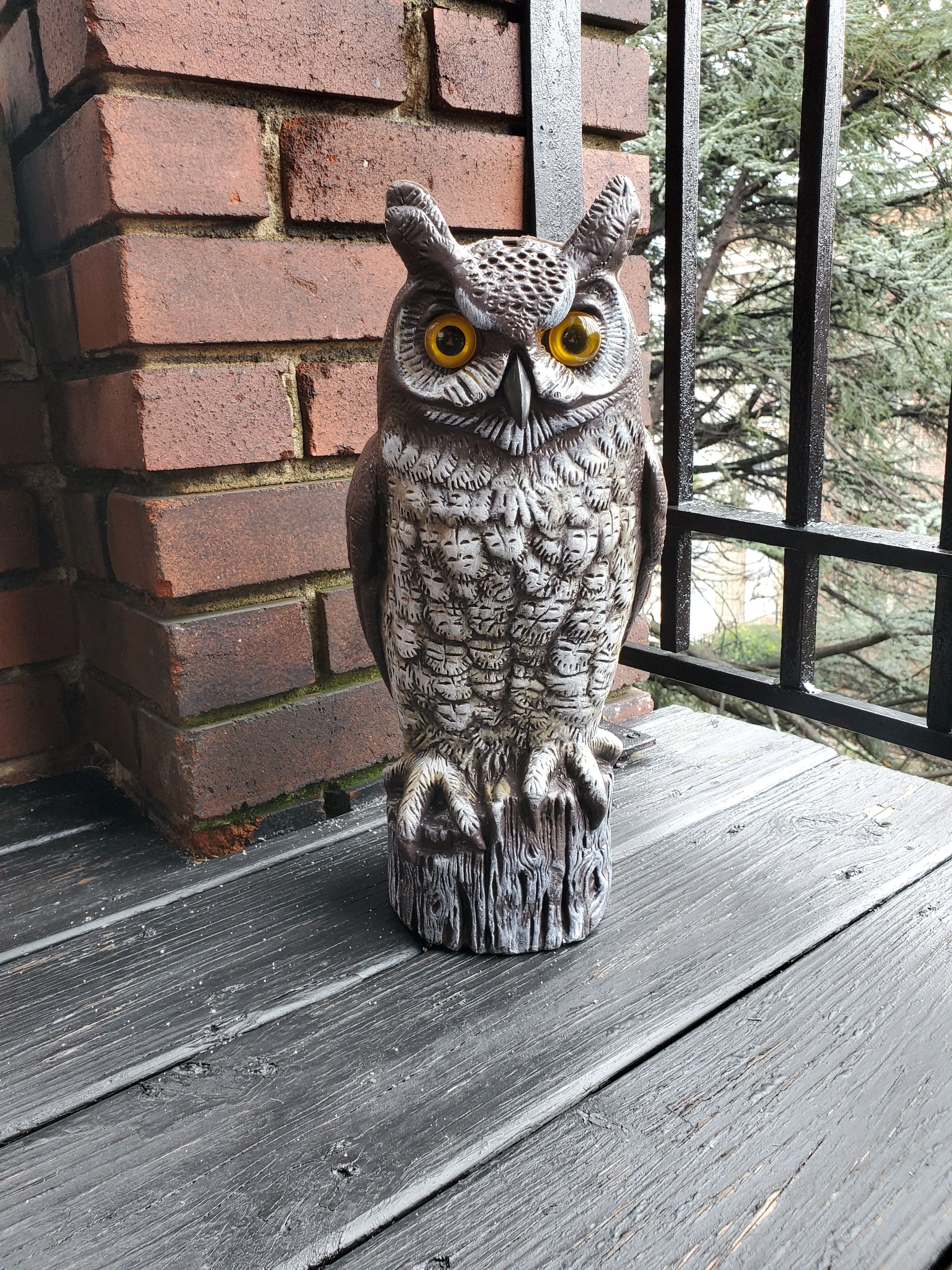 Great Horned Owl Decoy, 16", Lifelike Hand-Painted Stationary Scarecrow Bird, by Dalen Products - Image 8
