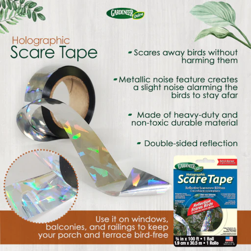 Holographic Scare Tape, 100 ft, Full-Spectrum Reflective Bird Deterrent Ribbon, by Dalen Products - Image 3
