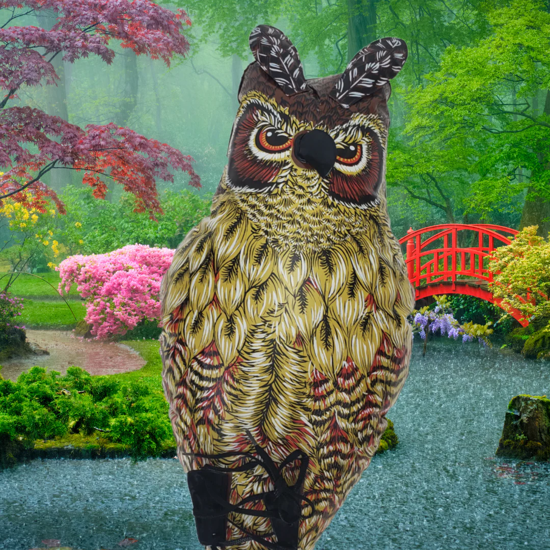 Inflatable Owl Decoy, 24", Natural Enemy Scarecrow Bird Deterrent, by Dalen Products - Image 4