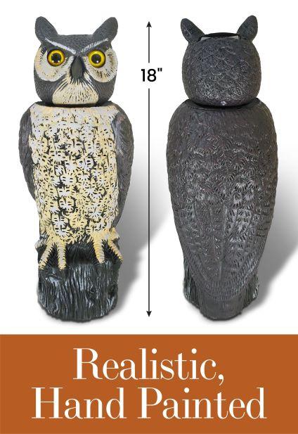SOL-R Solar & Wind-Powered Owl Decoy, 18", Eco-Action Scarecrow Bird for Pest Deterrent, by Dalen Products - Image 5