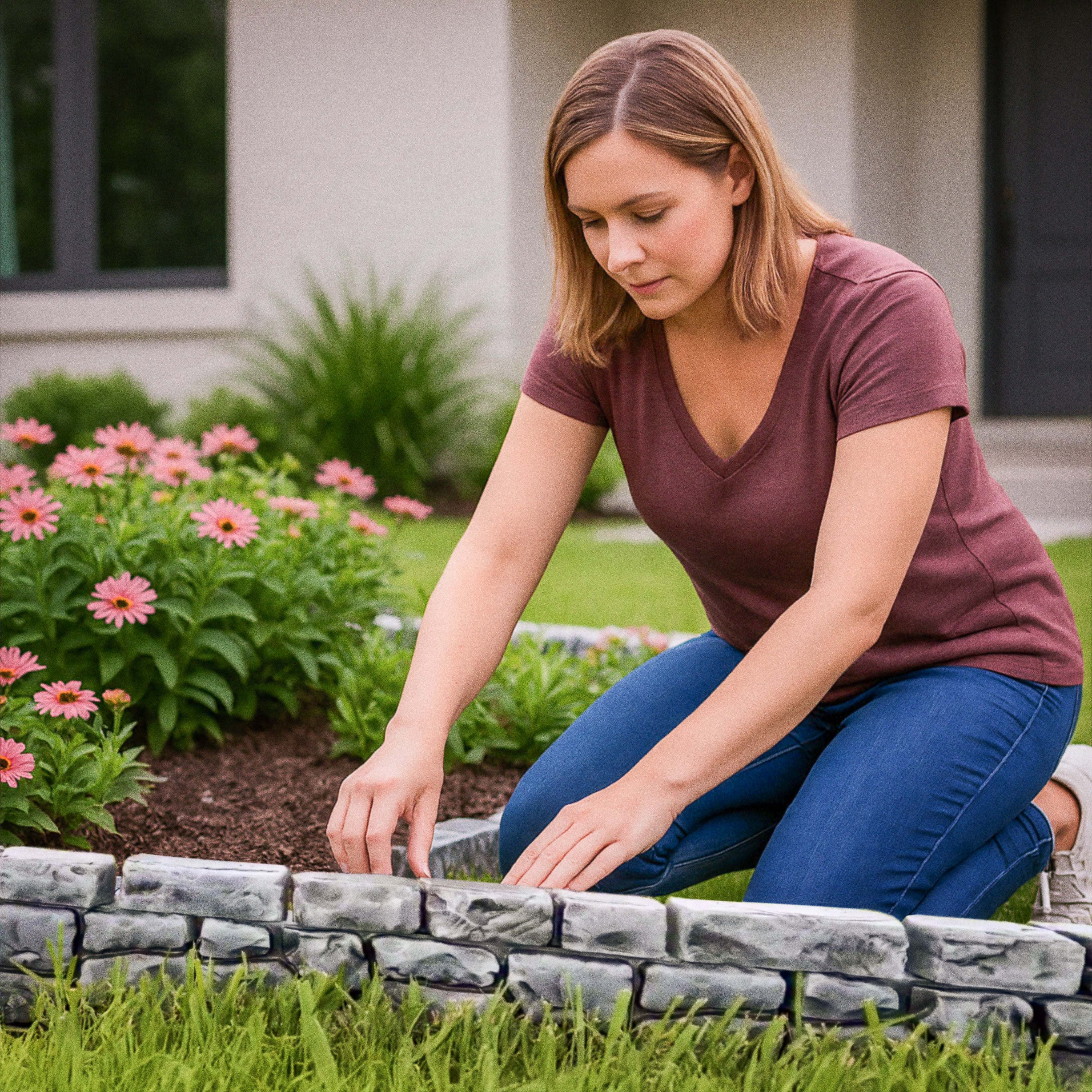 StoneWall Border Edging, 10 ft, Realistic 3D Landscape & Garden Flexible Border, by Dalen Products - Image 3